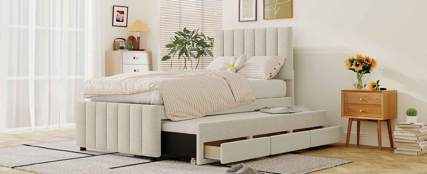 Upholstered Design Platform Bed With Trundle - The Sleep Loft - Online Mattress Showroom NYC
