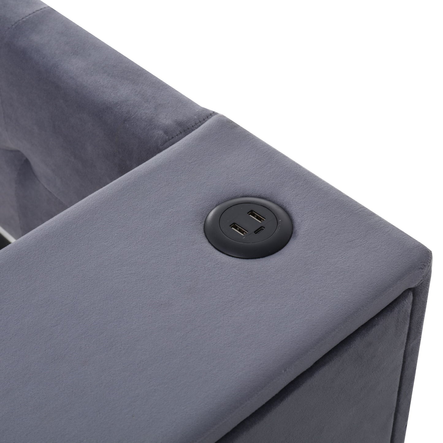 Upholstered Bed With Storage And Twin Trundle, USB Charging Ports - The Sleep Loft - Online Mattress Showroom NYC