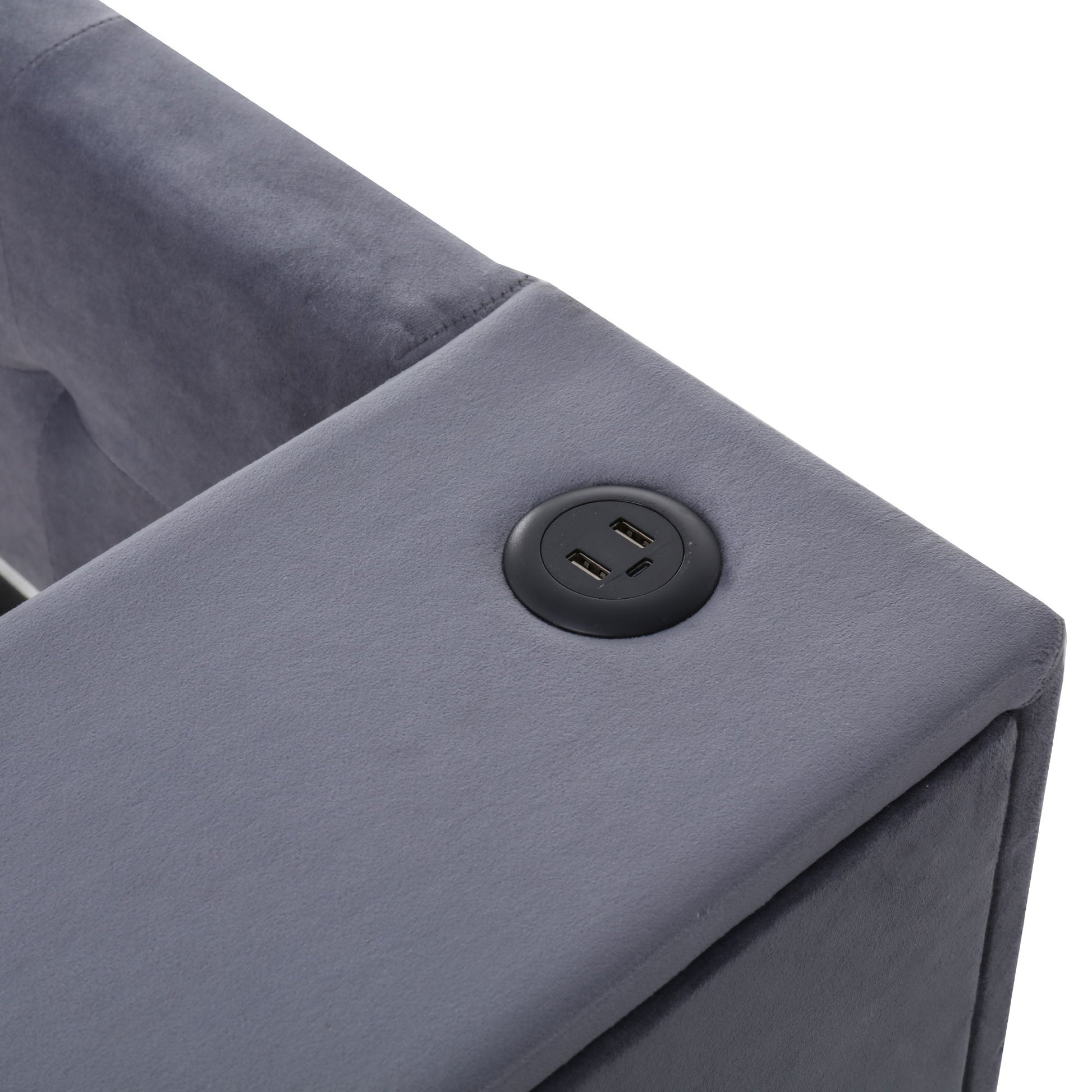 Upholstered Bed With Storage And Twin Trundle, USB Charging Ports - The Sleep Loft - Online Mattress Showroom NYC