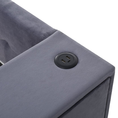 Upholstered Bed With Storage And Twin Trundle, USB Charging Ports - The Sleep Loft - Online Mattress Showroom NYC