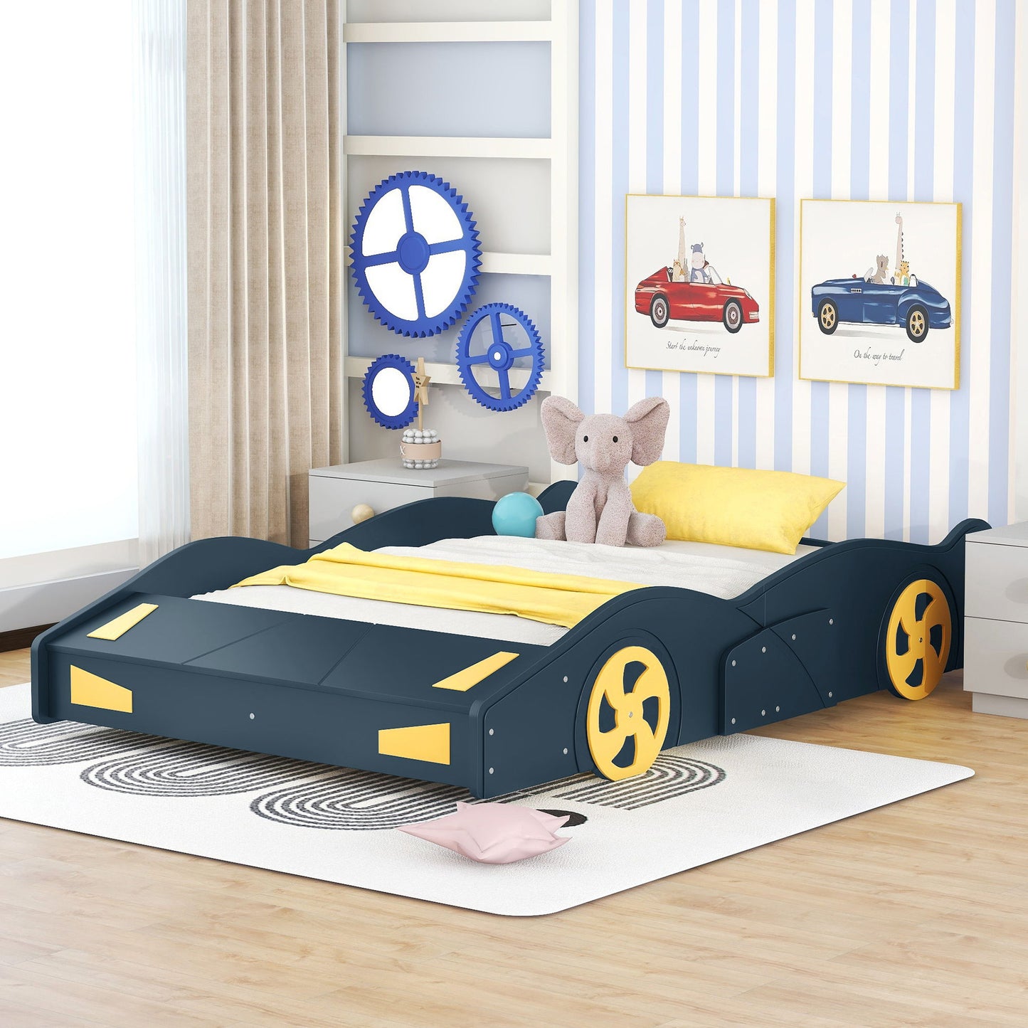 Race Car Shaped Platform Bed With Wheels And Storage - The Sleep Loft - Online Mattress Showroom NYC