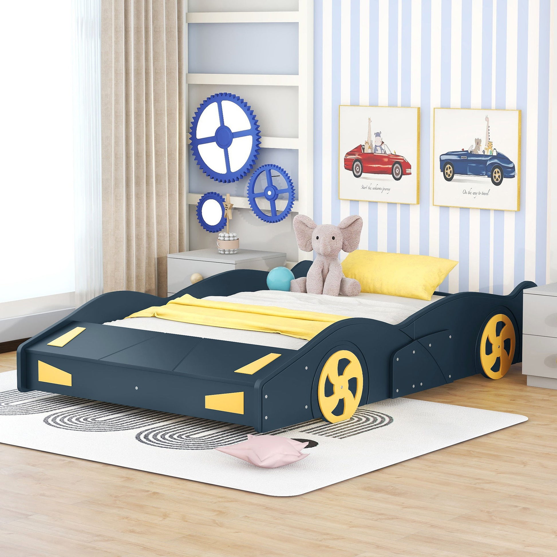 Race Car Shaped Platform Bed With Wheels And Storage - The Sleep Loft - Online Mattress Showroom NYC