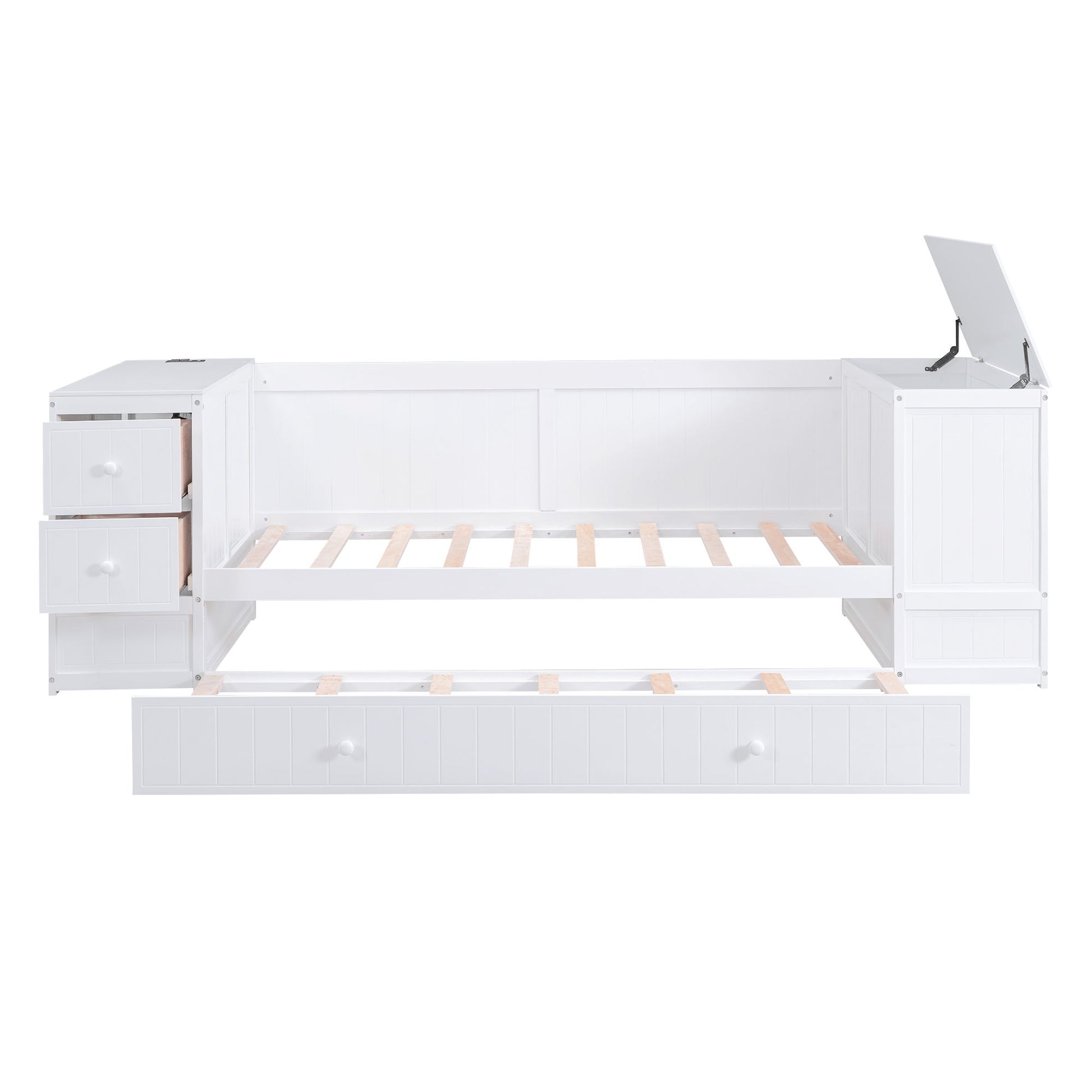 Daybed With Storage Arms, Trundle And Charging Station - The Sleep Loft - Online Mattress Showroom NYC