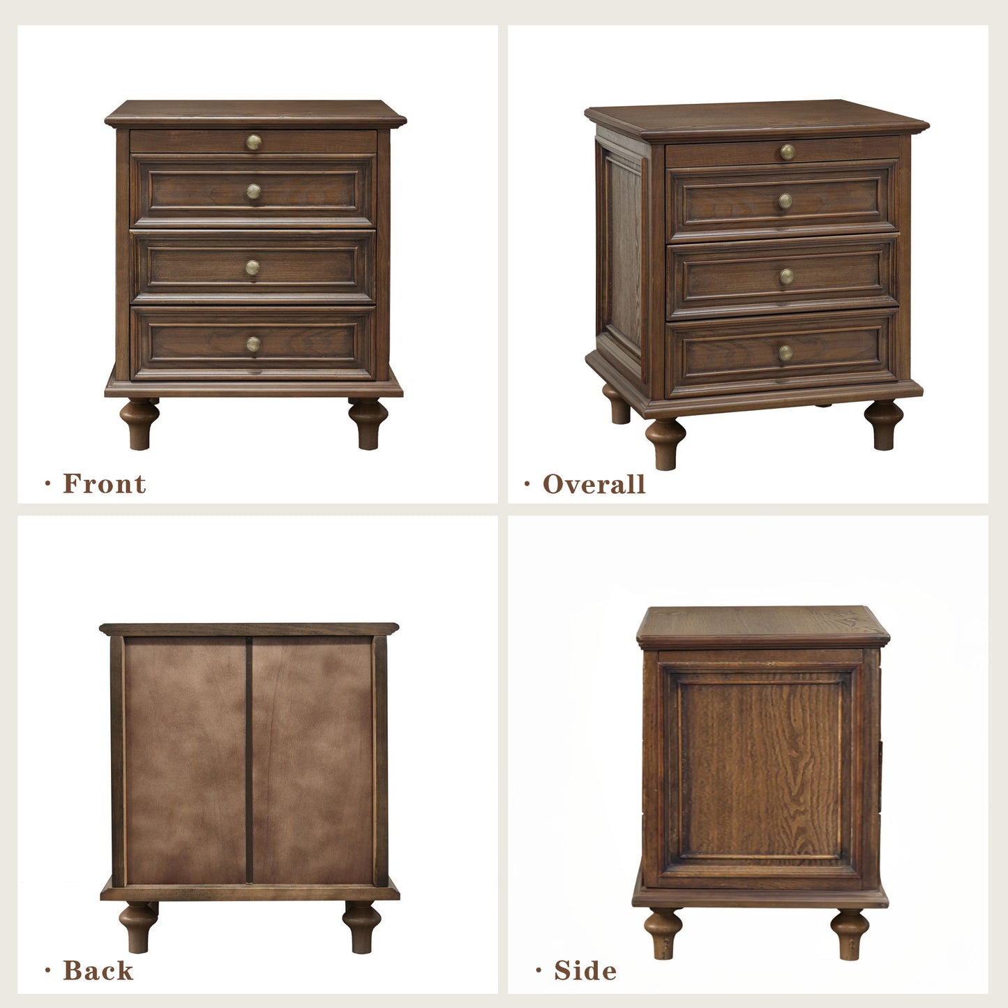 Farmhouse Nightstand With 4 Drawers