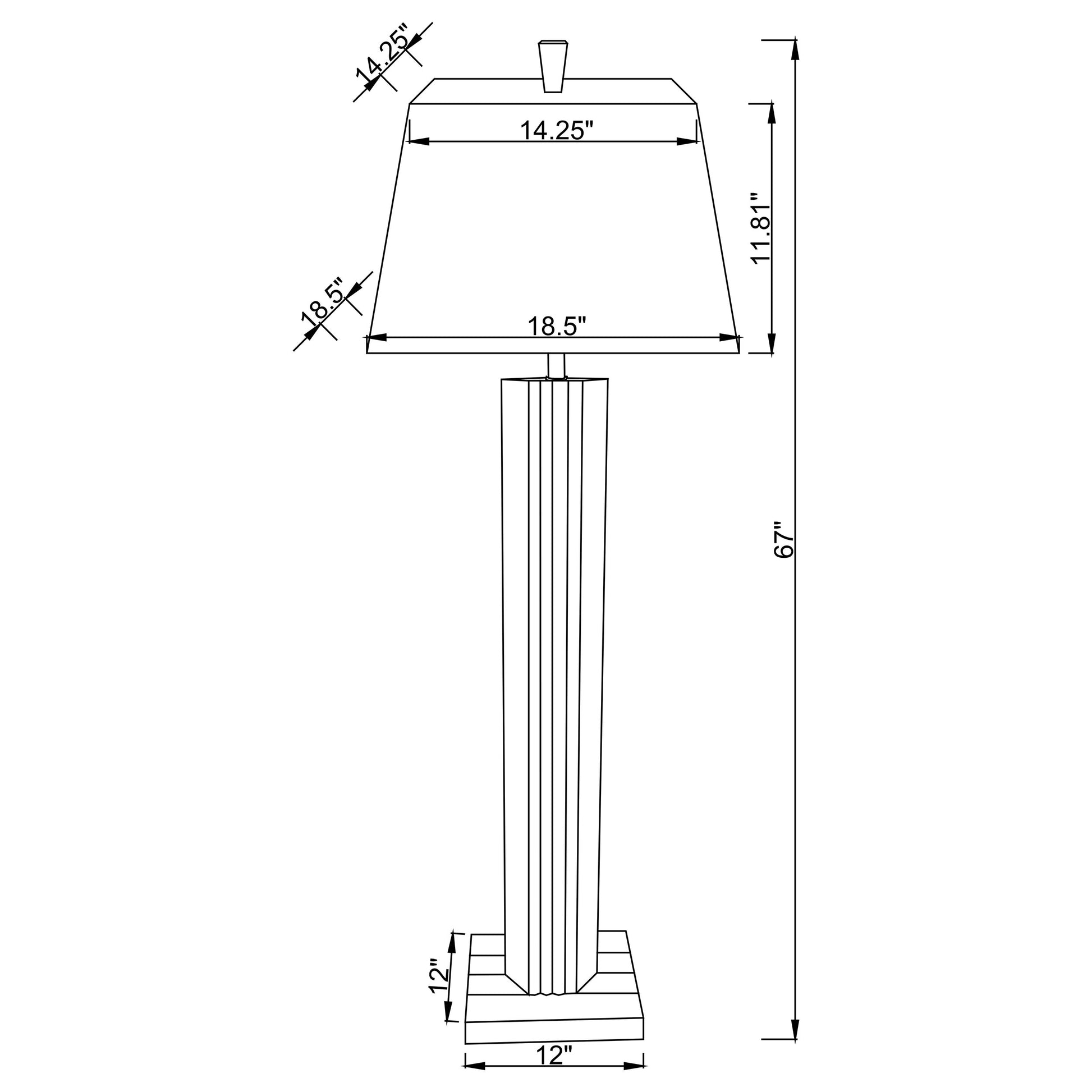 Elena 67-inch Square Tapered Mirrored Floor Lamp Brown