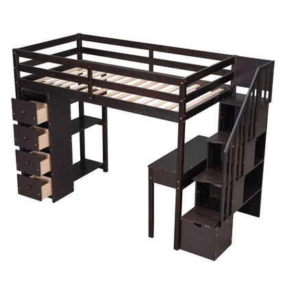 Loft Bed With Storage Drawers, Desk And Stairs With Shelves - The Sleep Loft - Online Mattress Showroom NYC