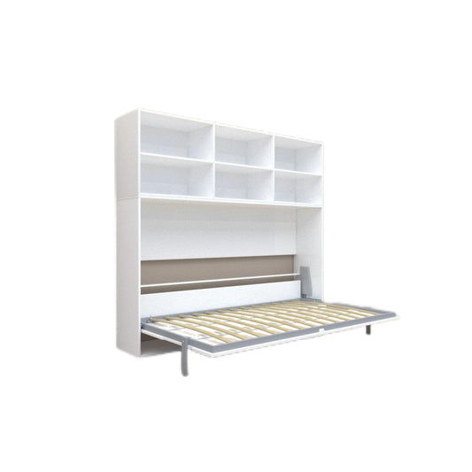 Mordern Design Twin Size Horizontal Murphy Bed With Shelf Storage For Bedroom Or Guestroom Wall Bed Space Saving Hidden Bed With New Style Gas Struts - White - The Sleep Loft - Online Mattress Showroom NYC
