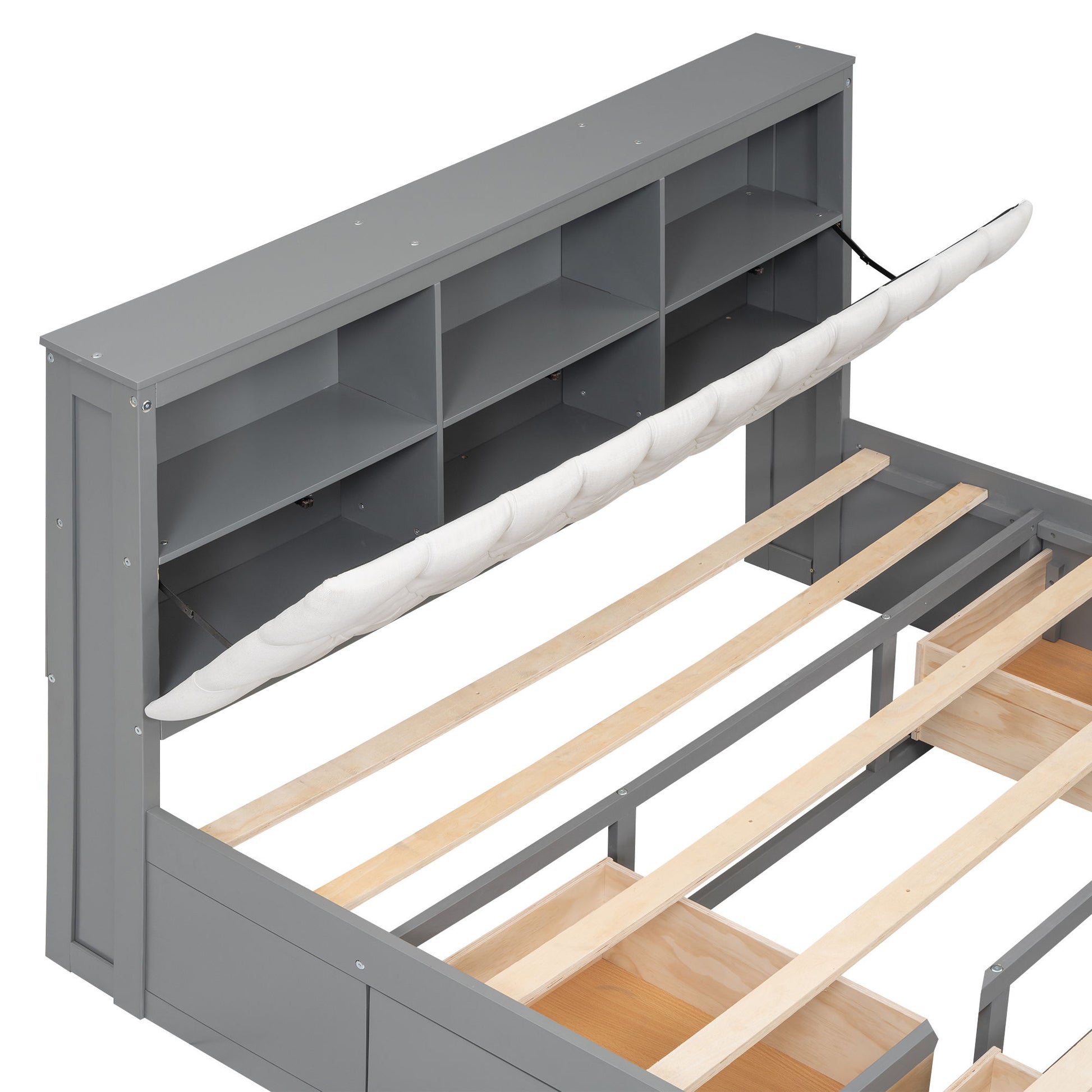 Platform Bed With Storage Headboard, Shoe Rack And 4 Drawers - The Sleep Loft - Online Mattress Showroom NYC