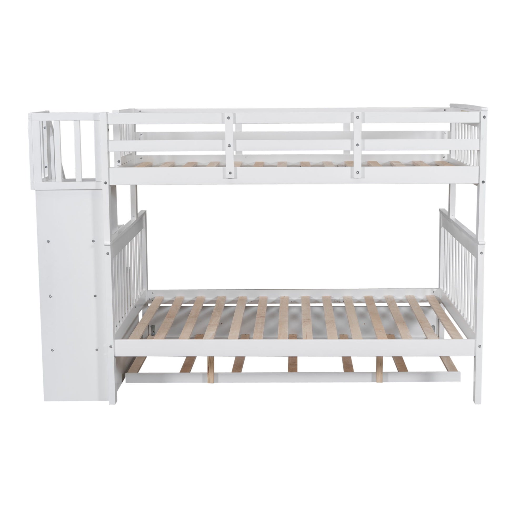 Bunk Bed With Twin Size Trundle, Storage And Guard Rail For Bedroom - The Sleep Loft - Online Mattress Showroom NYC