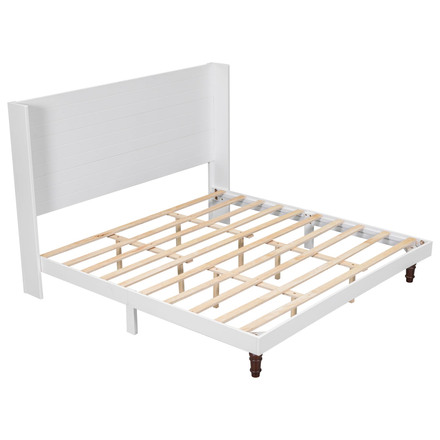 King Size, Stylish High Headboard Bed, High Quality - White - The Sleep Loft - Online Mattress Showroom NYC