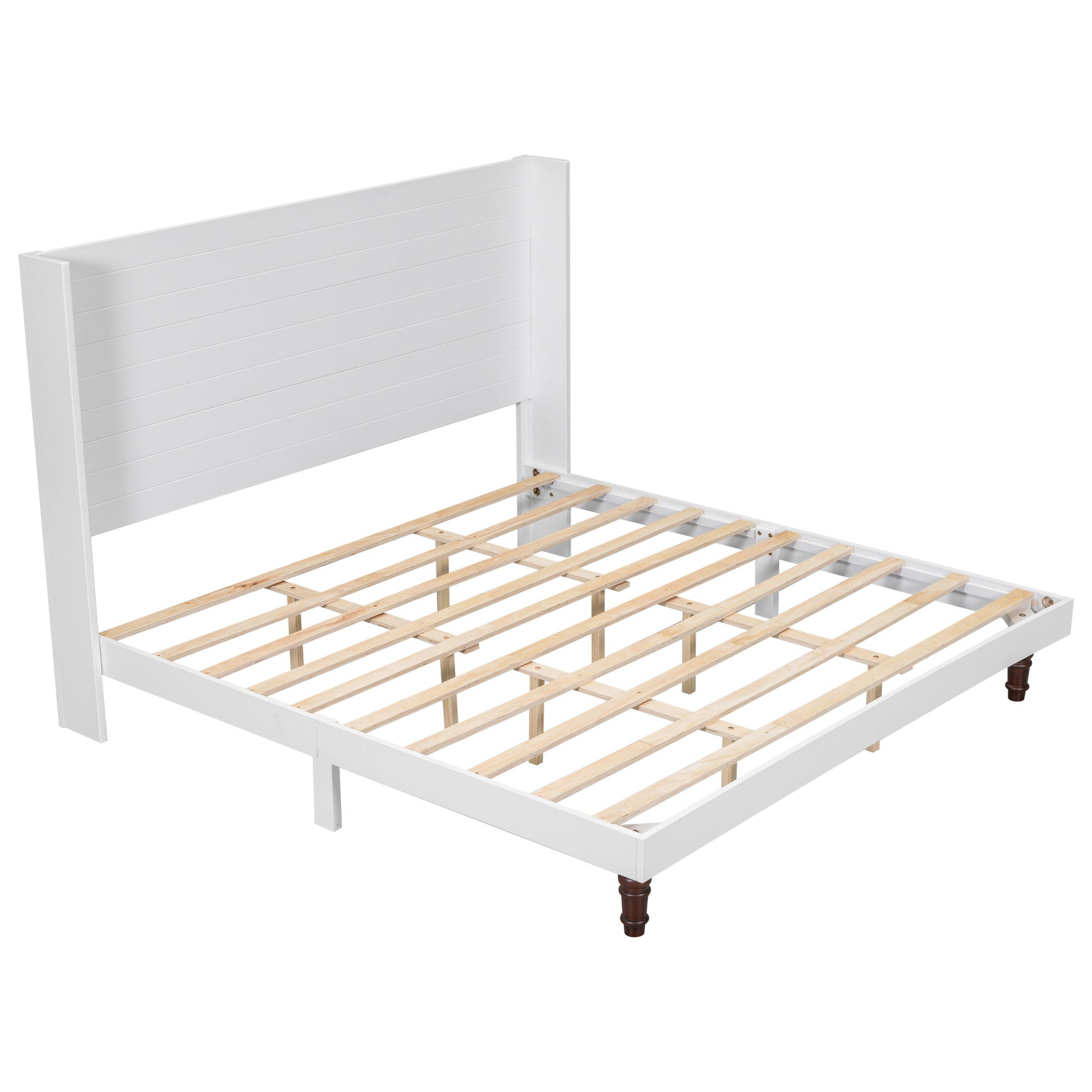 King Size, Stylish High Headboard Bed, High Quality - White - The Sleep Loft - Online Mattress Showroom NYC