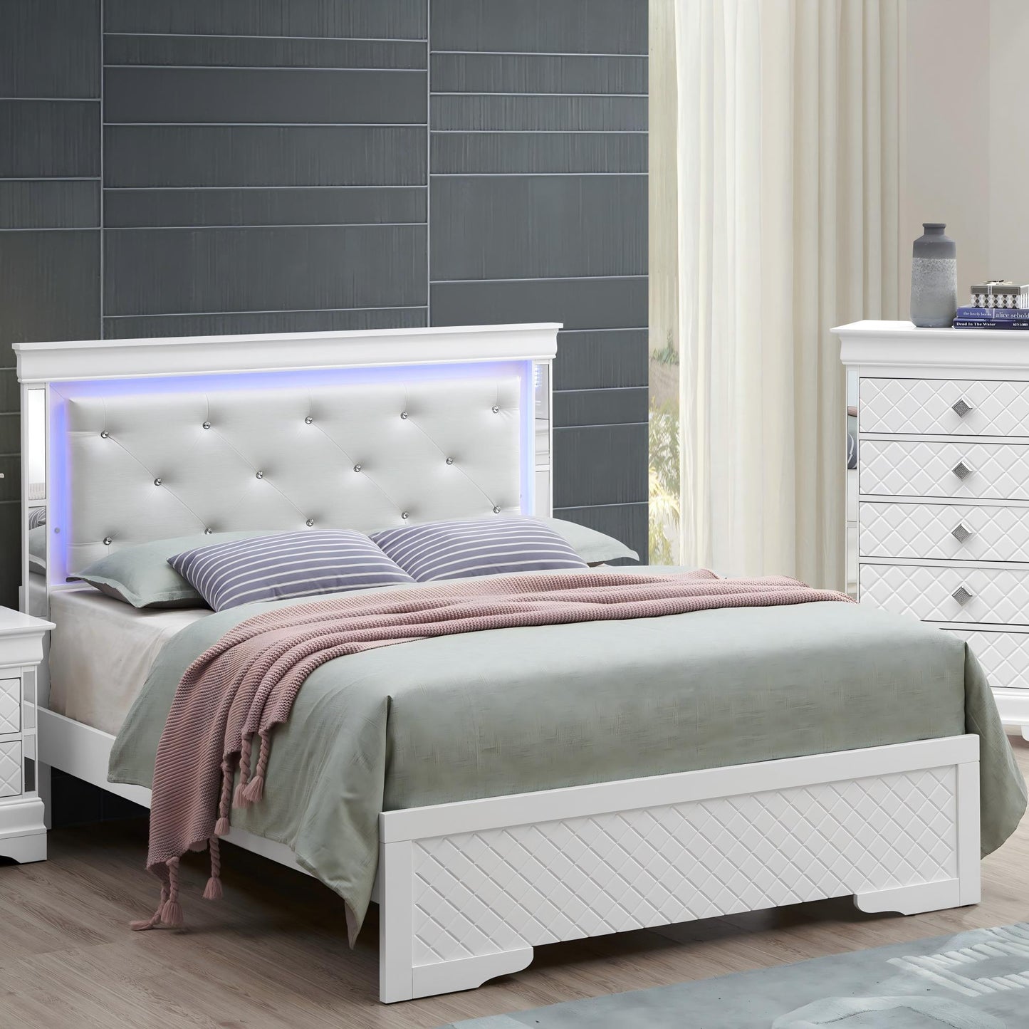 Bed With LED Light Accents Headboard - The Sleep Loft - Online Mattress Showroom NYC