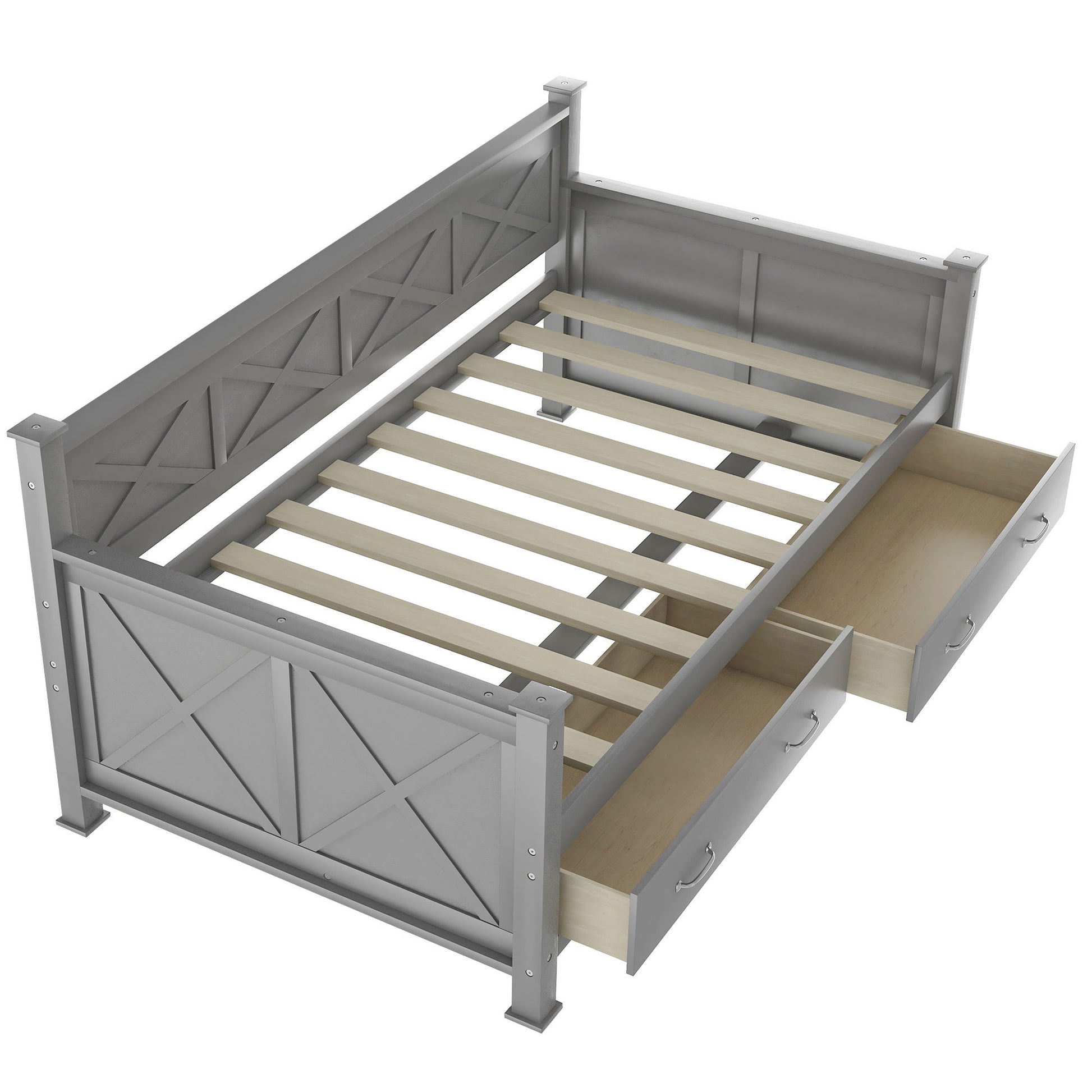 Modern Daybed With 2 Large Drawers, X Shaped Frame - The Sleep Loft - Online Mattress Showroom NYC