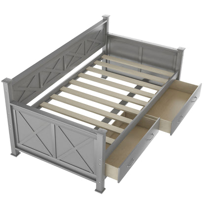 Modern Daybed With 2 Large Drawers, X Shaped Frame - The Sleep Loft - Online Mattress Showroom NYC