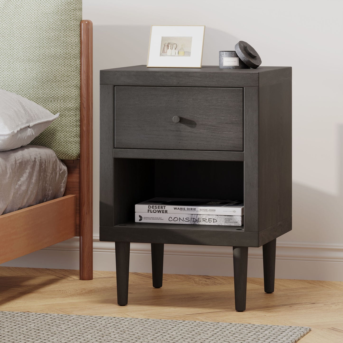 Nystrom - Single Drawer Nightstand - The Sleep Loft - Online Mattress Showroom NYC