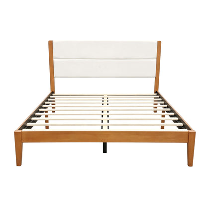 Platform Bed Frame With Upholstered Headboard, Slat Support