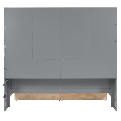 Daybed With Glass Door Storage Cabinets, Built In LED Lighting And Shelves - The Sleep Loft - Online Mattress Showroom NYC