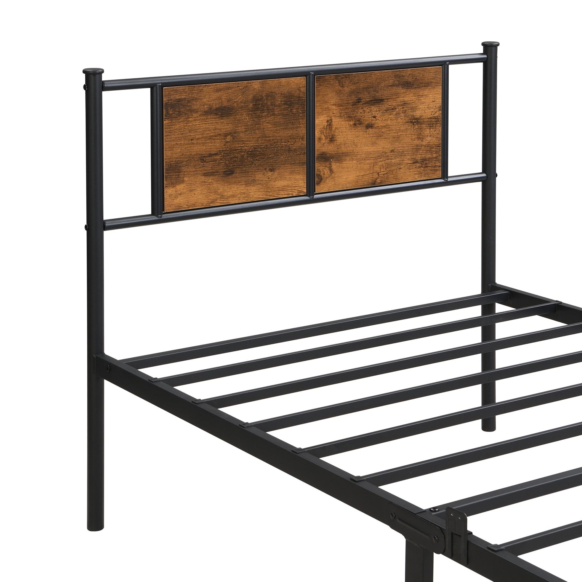 ModerMetal Bedframe With Wood Panel Headboard - The Sleep Loft - Online Mattress Showroom NYC