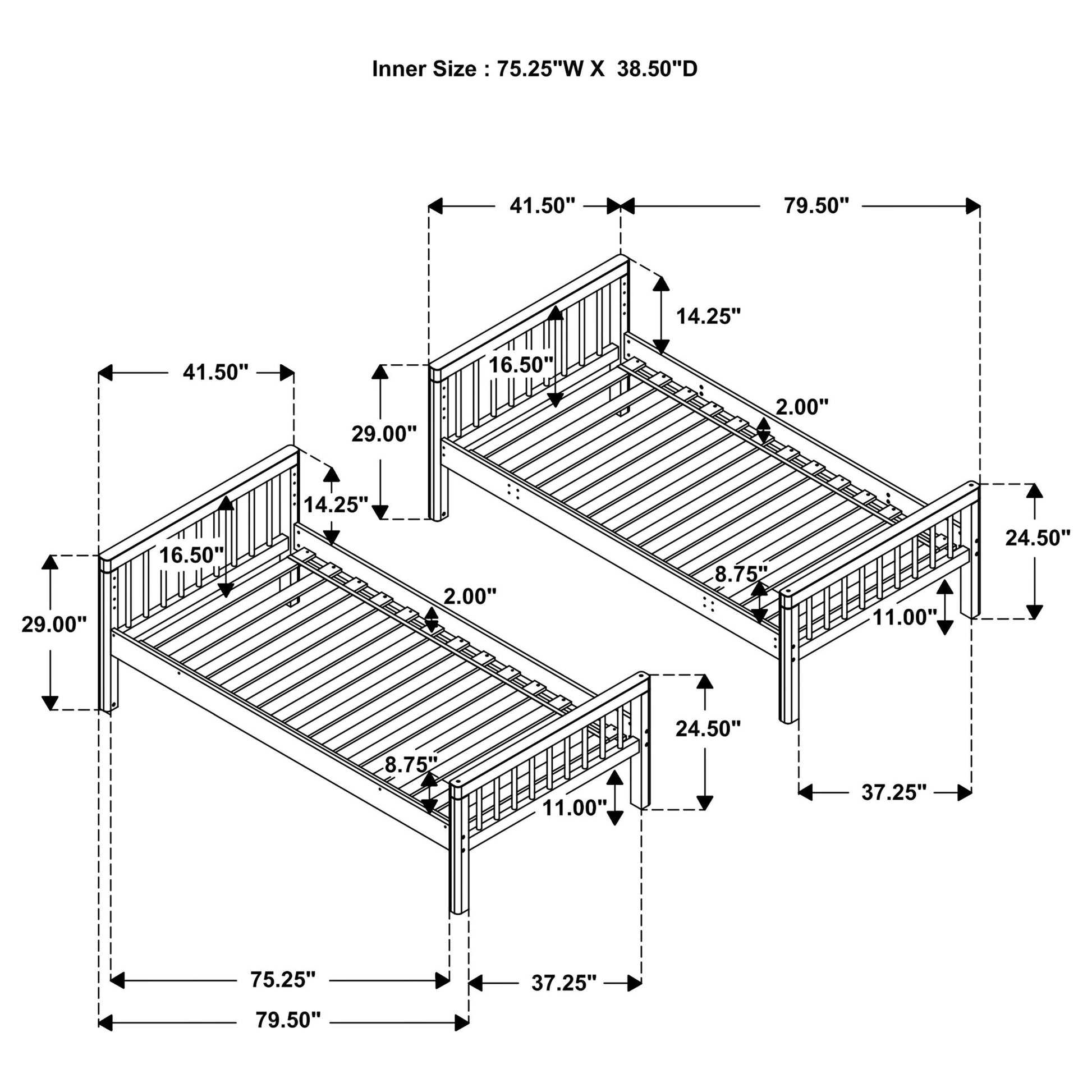 Ponderosa - Twin Over Twin Bunk Bed With Accents - Natural - The Sleep Loft - Online Mattress Showroom NYC
