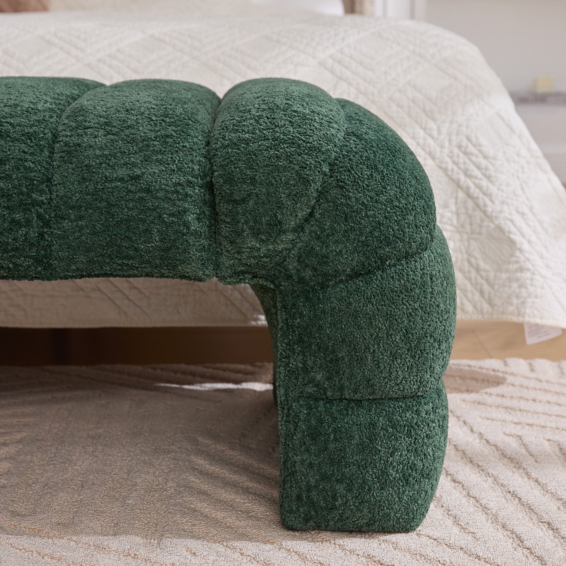 Modern Upholstered Armless Bed Bench With Channel Tufted Design - The Sleep Loft - Online Mattress Showroom NYC