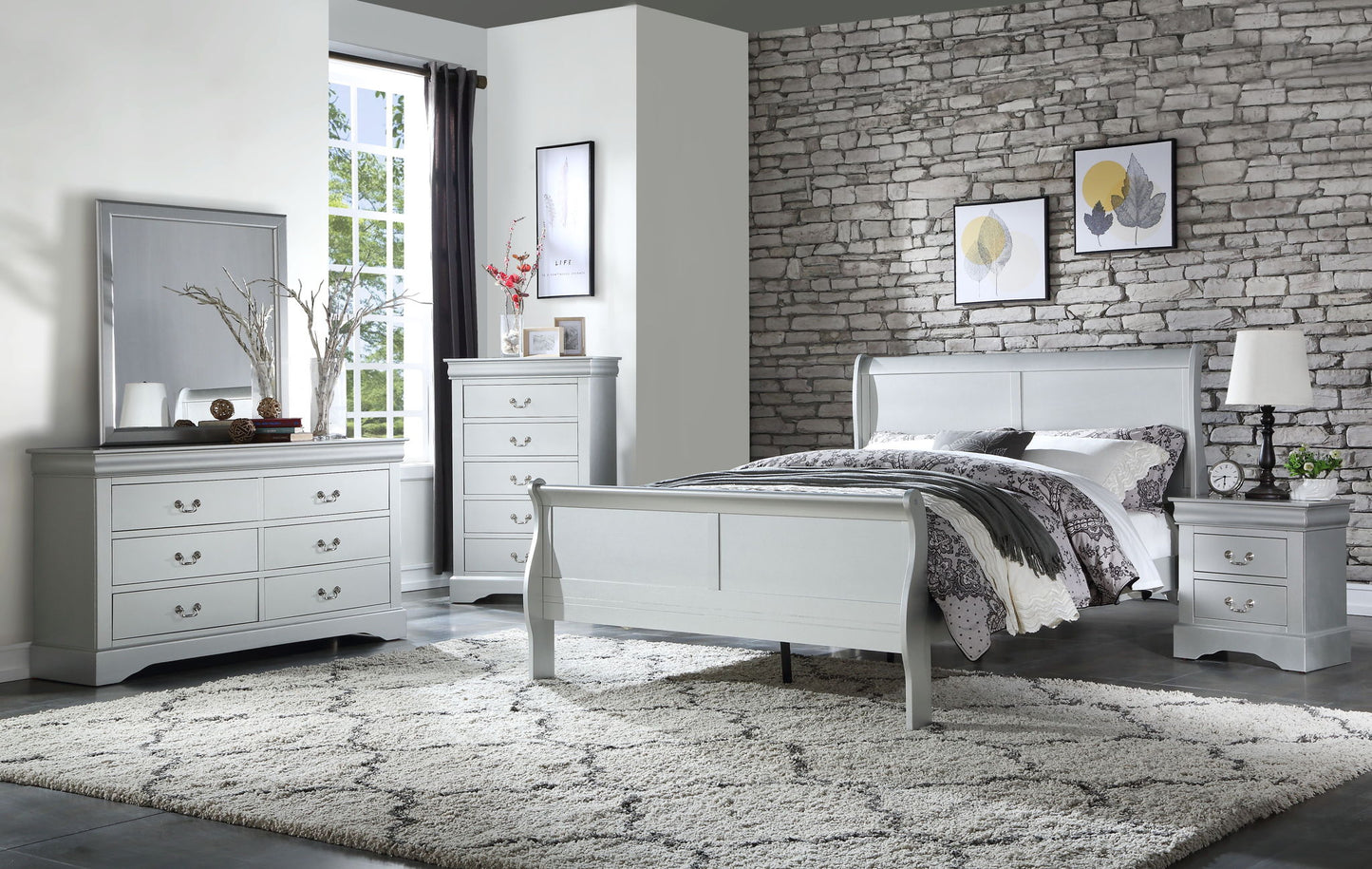 Louis Philippe - Sleigh Style Bed - The Sleep Loft - Online Mattress Showroom NYC