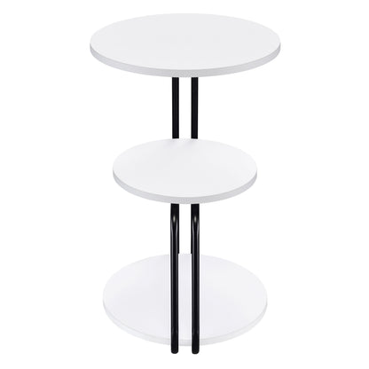 Hilly 3-tier Round Accent Side Table White and Black