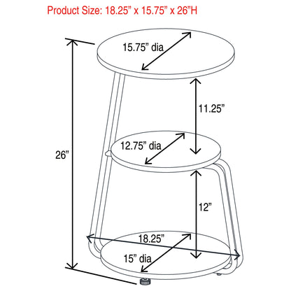 Hilly 3-tier Round Accent Side Table White and Black