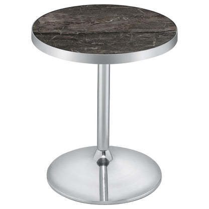 Cazen Round Faux Marble Top Pedestal Side Table Grey