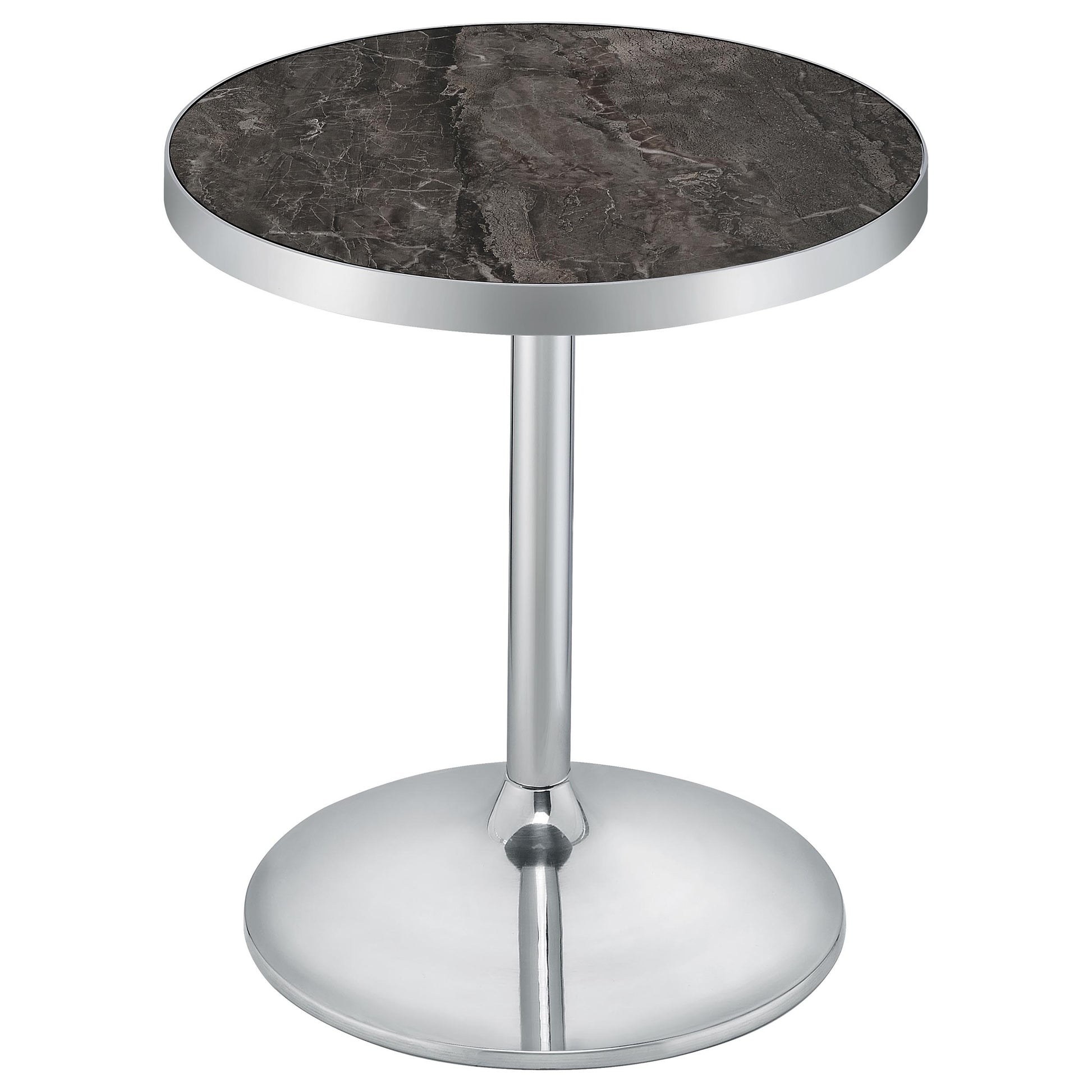 Cazen Round Faux Marble Top Pedestal Side Table Grey