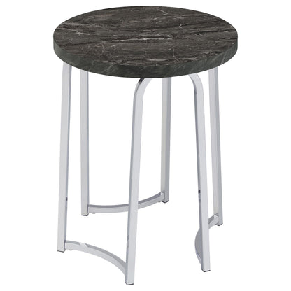 Barcelo Round Faux Marble Top Metal Side Table Grey