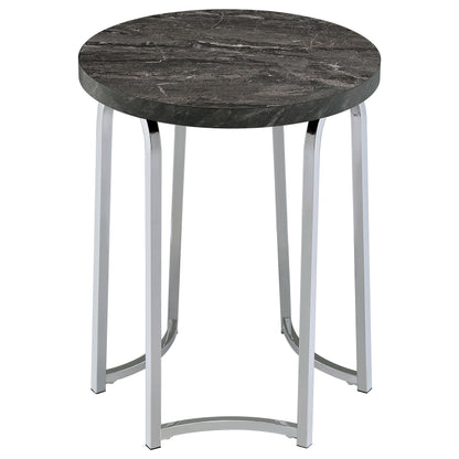 Barcelo Round Faux Marble Top Metal Side Table Grey