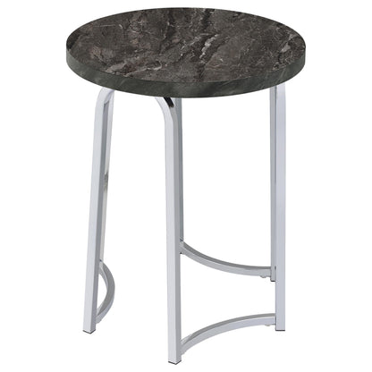 Barcelo Round Faux Marble Top Metal Side Table Grey