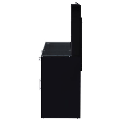 Flora 2-drawer Vanity Set with LED Mirror Black High Gloss