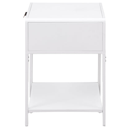Amherst 1-drawer Radio Weave Cane Metal Bedside Table White