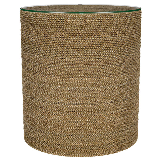 Halden Round Woven Seagrass Accent Side Table Light Brown - The Sleep Loft - Online Mattress Showroom NYC
