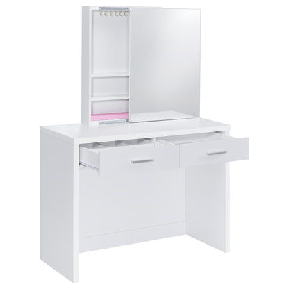 Bunbury Makeup Vanity Table Set Storage Mirror and Stool White