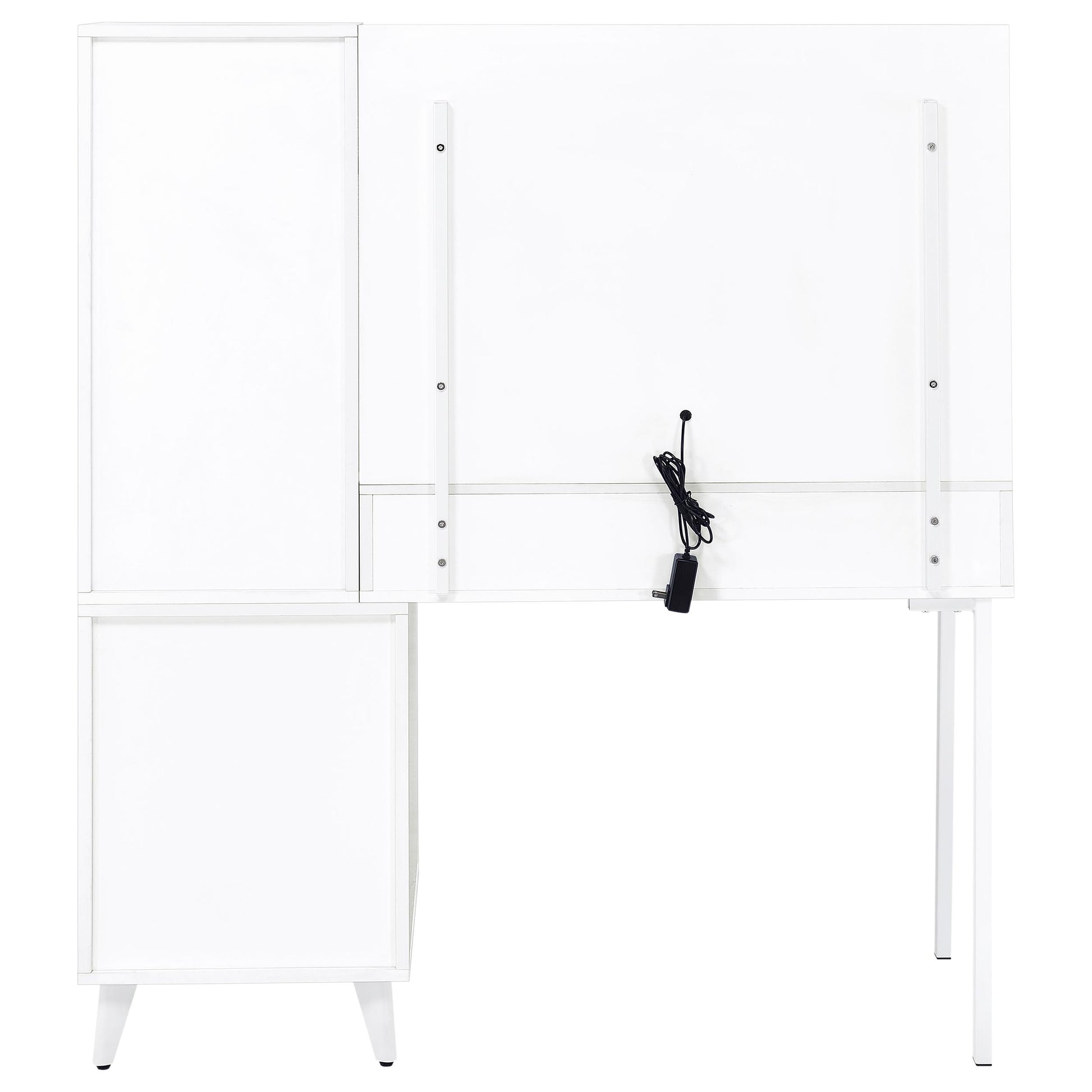 Souza 5-Drawer Makeup Vanity Table With LED Mirror White High Gloss