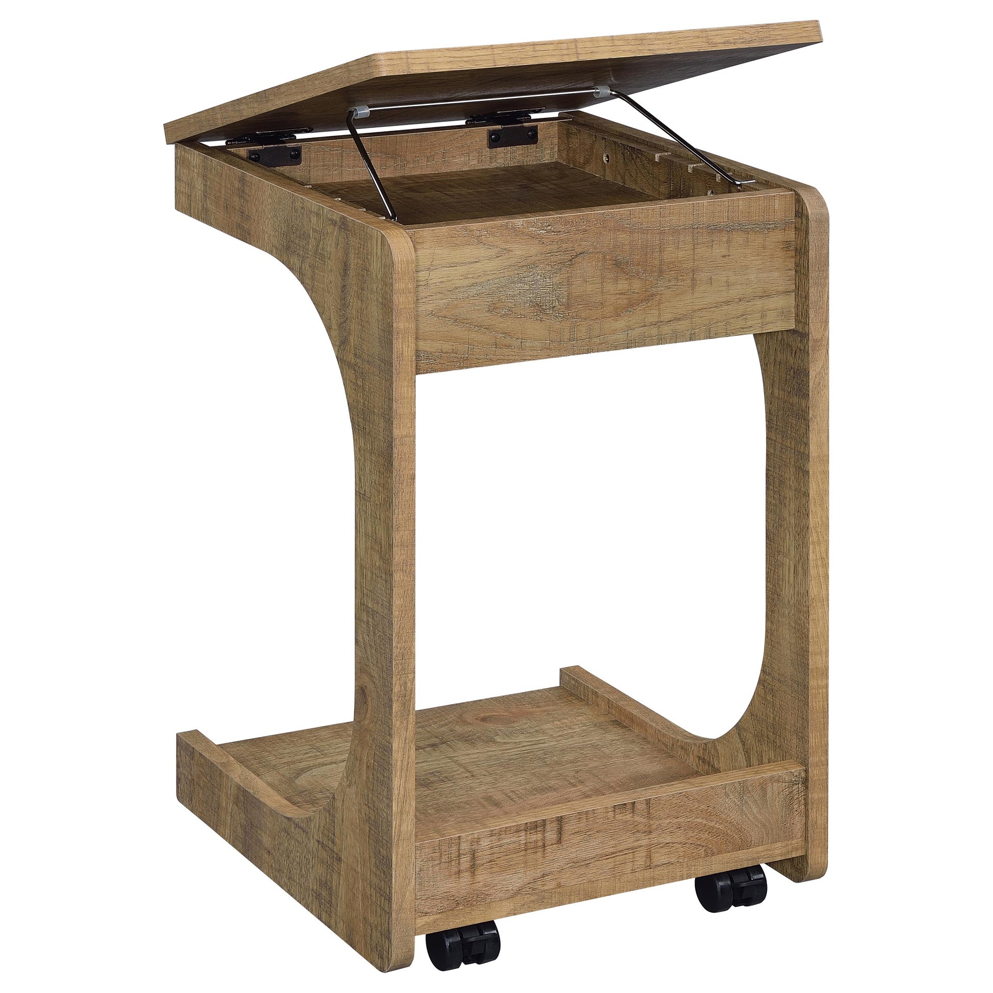Ralston C-Shaped Lift-Top Sofa Side Table With Casters Mango
