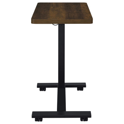 Westpark Pneumatic Adjustable C-Shape Side Table with Casters Dark Pine