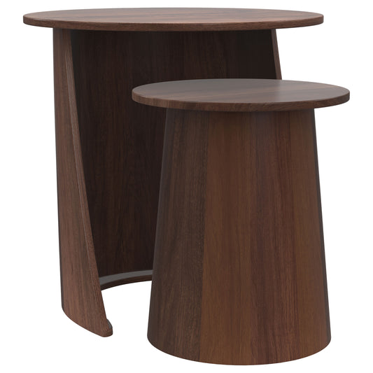 Yency 2-piece Round Mango Wood Nesting Table Set Dark Brown Mango - The Sleep Loft - Online Mattress Showroom NYC