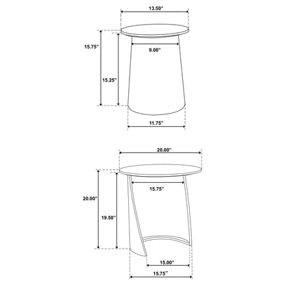 Yency 2-piece Round Mango Wood Nesting Table Set Dark Brown Mango