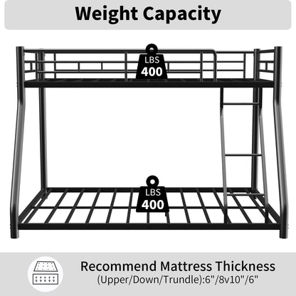 Bunk Bed Frame With Ladder And Guardrail, Heavy Duty Noise Free Design Metal Construction - The Sleep Loft - Online Mattress Showroom NYC