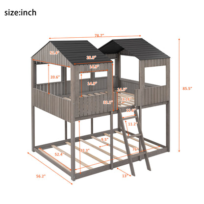 Bunk Bed With Roof, Window, Guardrail, Ladder - The Sleep Loft - Online Mattress Showroom NYC
