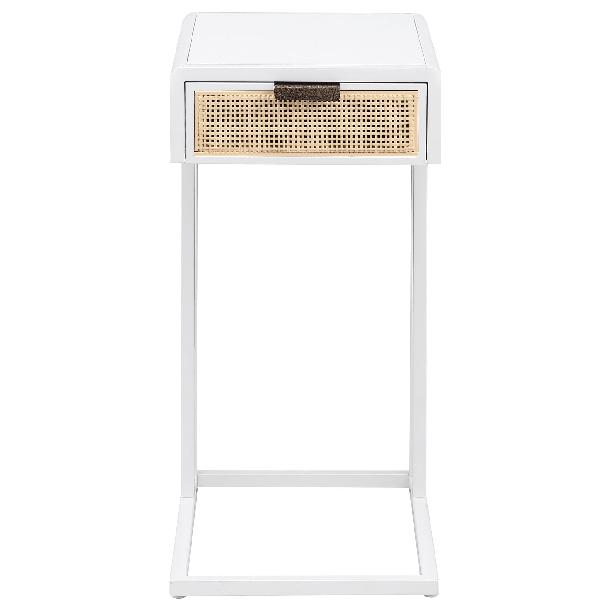 Amherst 1-drawer Radio Weave Cane Metal Side Table White