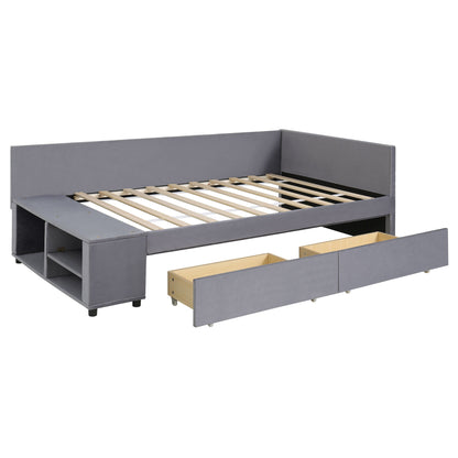 L Shaped Upholstered Platform Bed With Storage And Drawers - The Sleep Loft - Online Mattress Showroom NYC