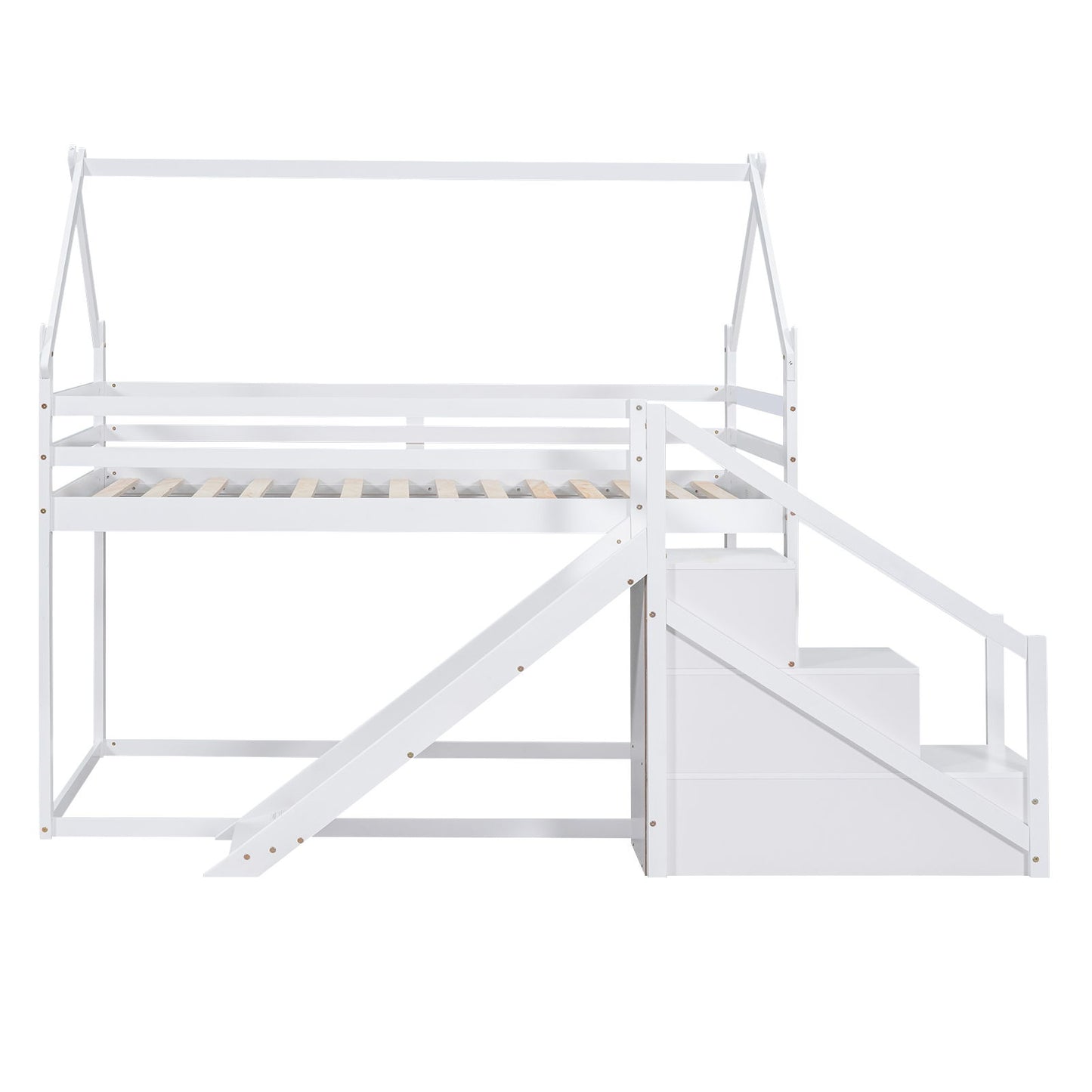 Twin Over Twin House Loft Or Bunk Bed With Slide And Staircase - The Sleep Loft - Online Mattress Showroom NYC