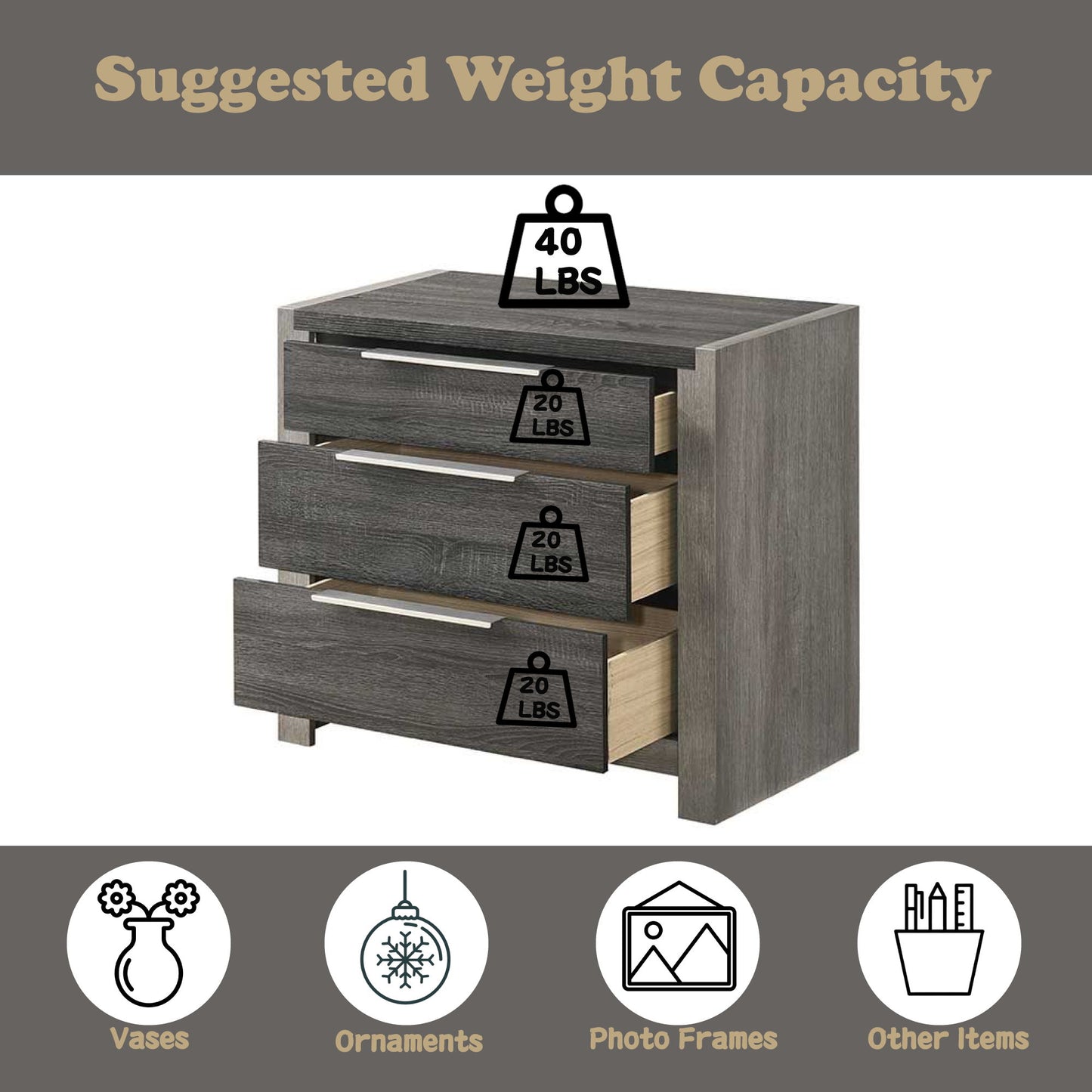 Jehoram - Nightstand - Gray - The Sleep Loft - Online Mattress Showroom NYC