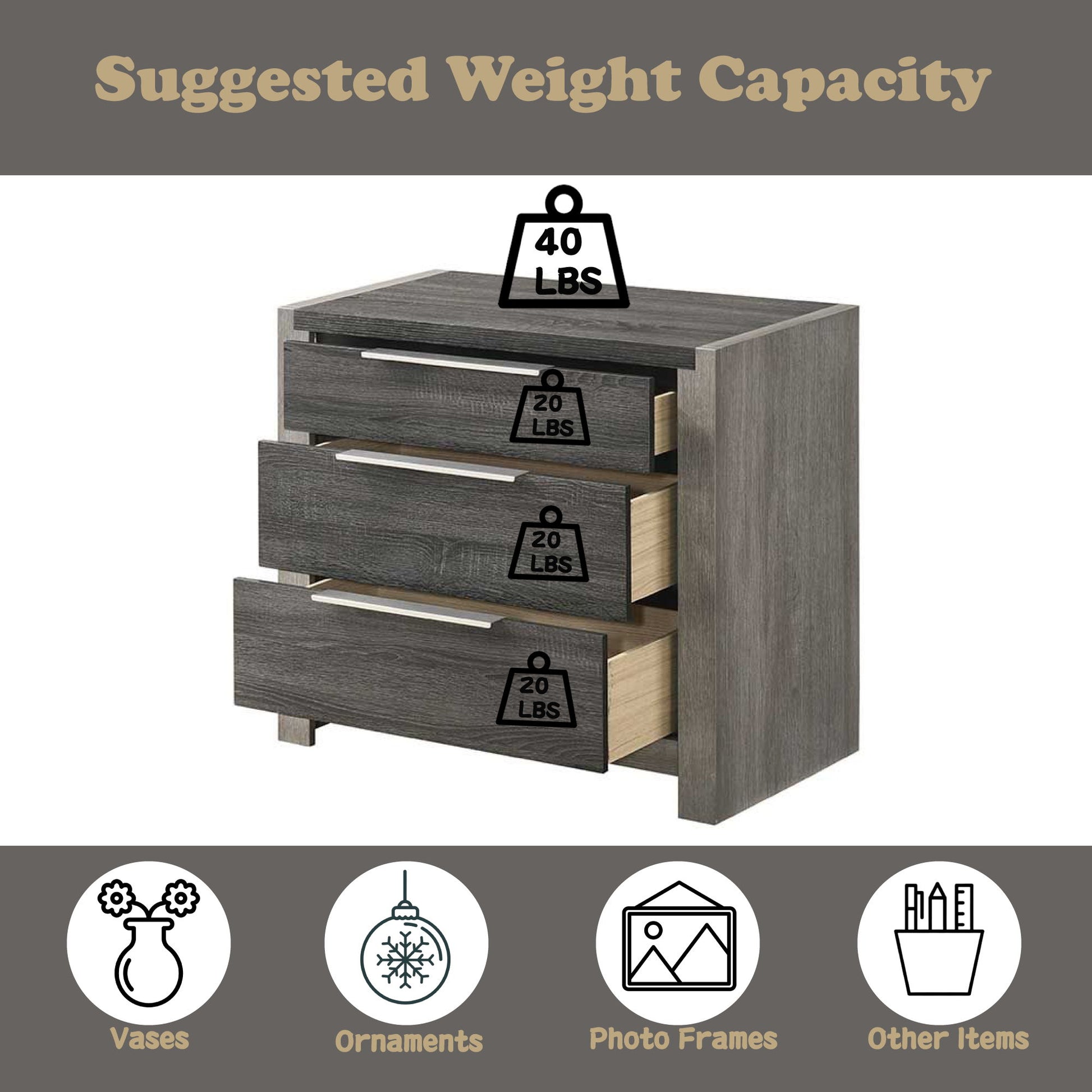 Jehoram - Nightstand - Gray - The Sleep Loft - Online Mattress Showroom NYC