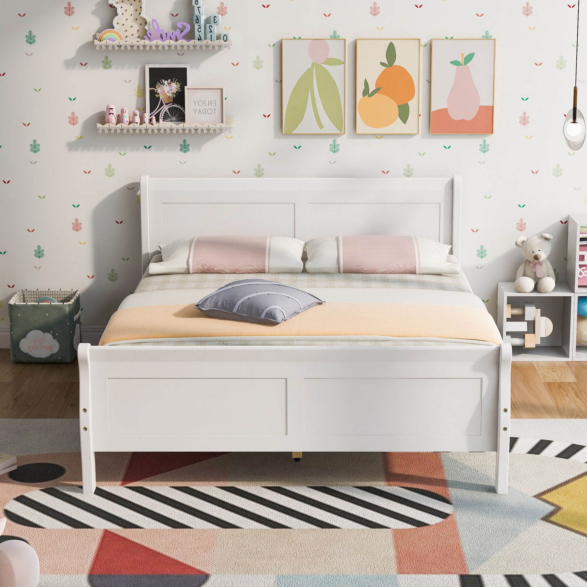 Platform Bed Frame Mattress Foundation Sleigh Bed With Headboard / Footboard / Wood Slat Suppor - The Sleep Loft - Online Mattress Showroom NYC