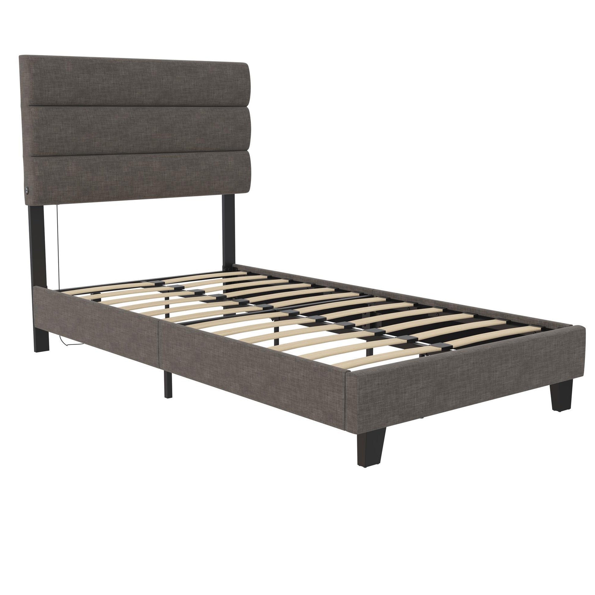 Paloma - Twin Bed With Dual USB Port - Linen - The Sleep Loft - Online Mattress Showroom NYC